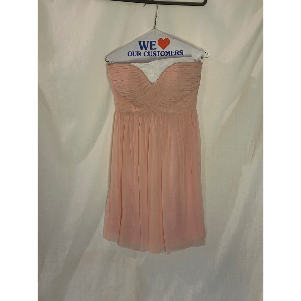 Donna Morgan Peach Pink Silk Chiffon Strapless Sweetheart Cocktail Dress 4